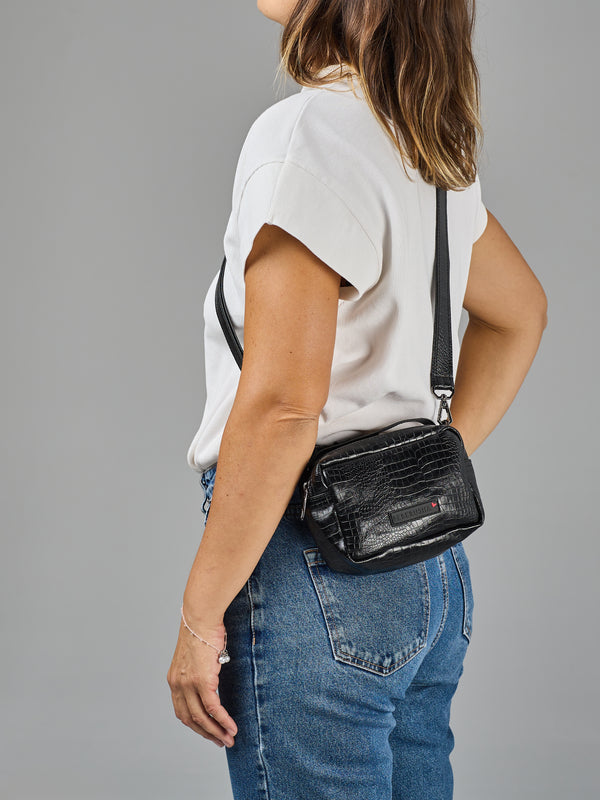 Black Croco Crossbody Bag